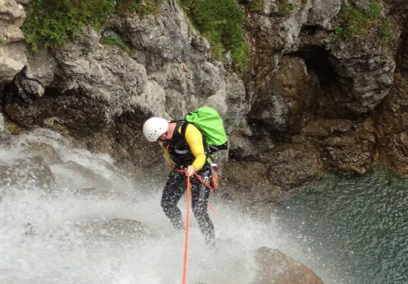 Action in the mountains in the Italian Alps