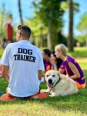 Entraîneur de Chiens au Parc Vue aérienne du camping Union Lido Mare avec toboggans aquatiques, piscines et plage.