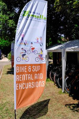 Banner for cykel- og sup-leje og udflugter på Fornella Camping & Wellness Family Resort