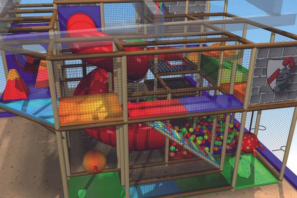 LuxOase Freizeitpark Spielplatz mit Rutschen und Kletterstrukturen